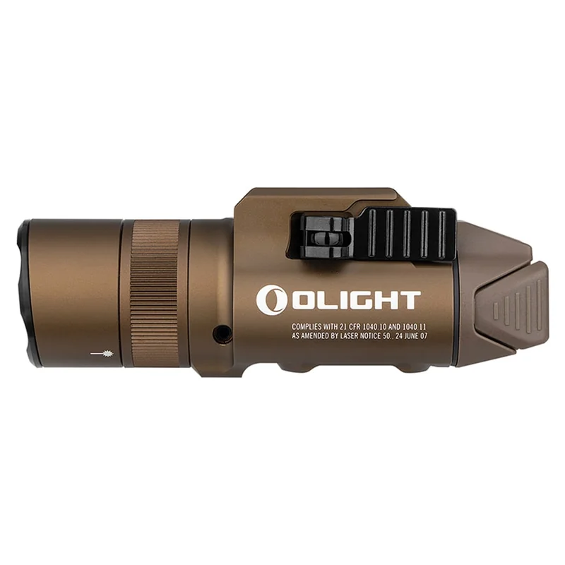 Latarka z celownikiem laserowym Olight BALDR Pro R Desert Tan - 1350 lumenów, zielony laser