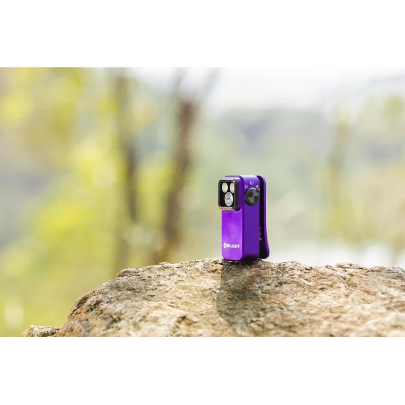 Fioletowa latarka akumulatorowa Olight Oclip Pro - 500 lumenów