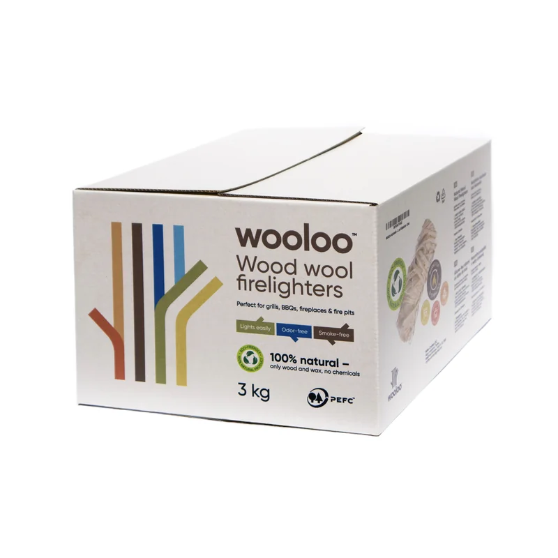 WOOLOO Premium Podpałka z Wełny Drzewnej do Kominka i Grilla, 3 kg