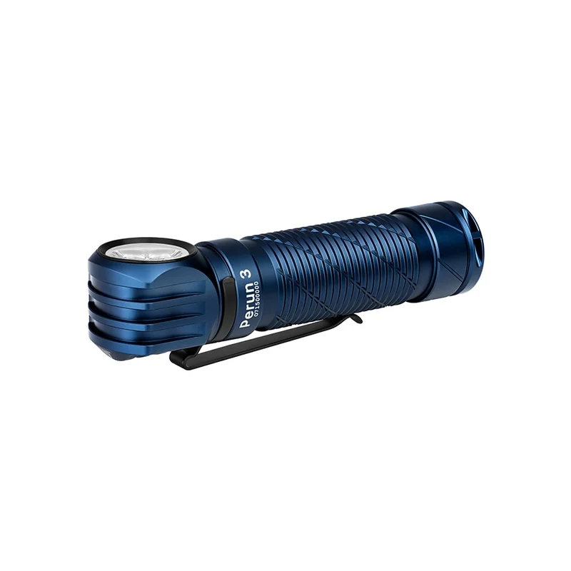Latarka czołowa i kątowa Olight Perun 3 Midnight Blue z opaską na głowę - 3000 lumenów