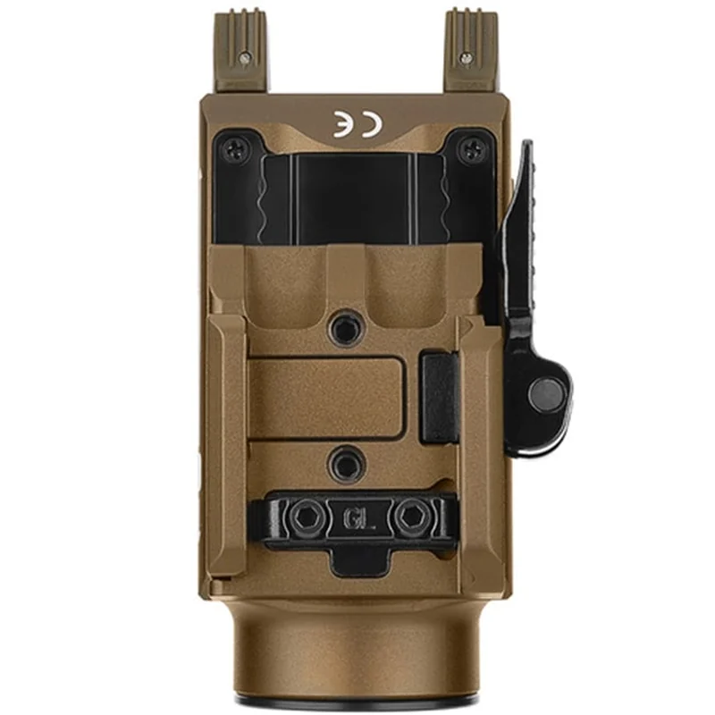 Latarka na broń Olight BALDR S Desert Tan z celownikiem laserowym - 800 lumenów, zielony laser