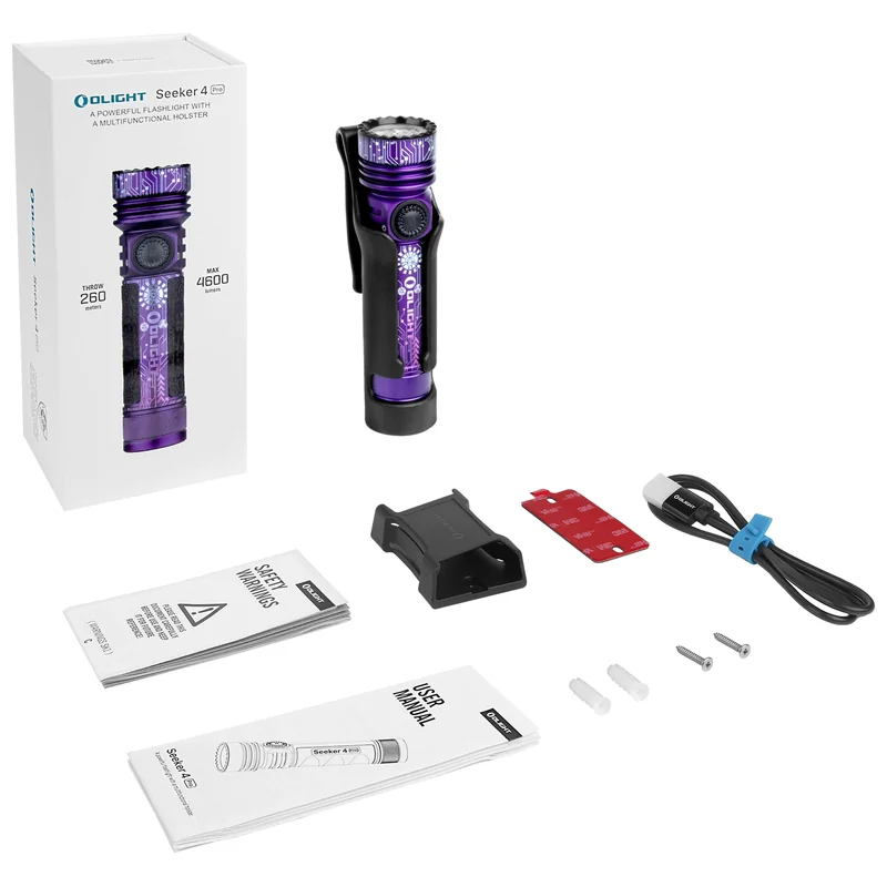 Latarka taktyczna Olight Seeker 4 Pro Cool White Cyber Violet - 4600 lumenów