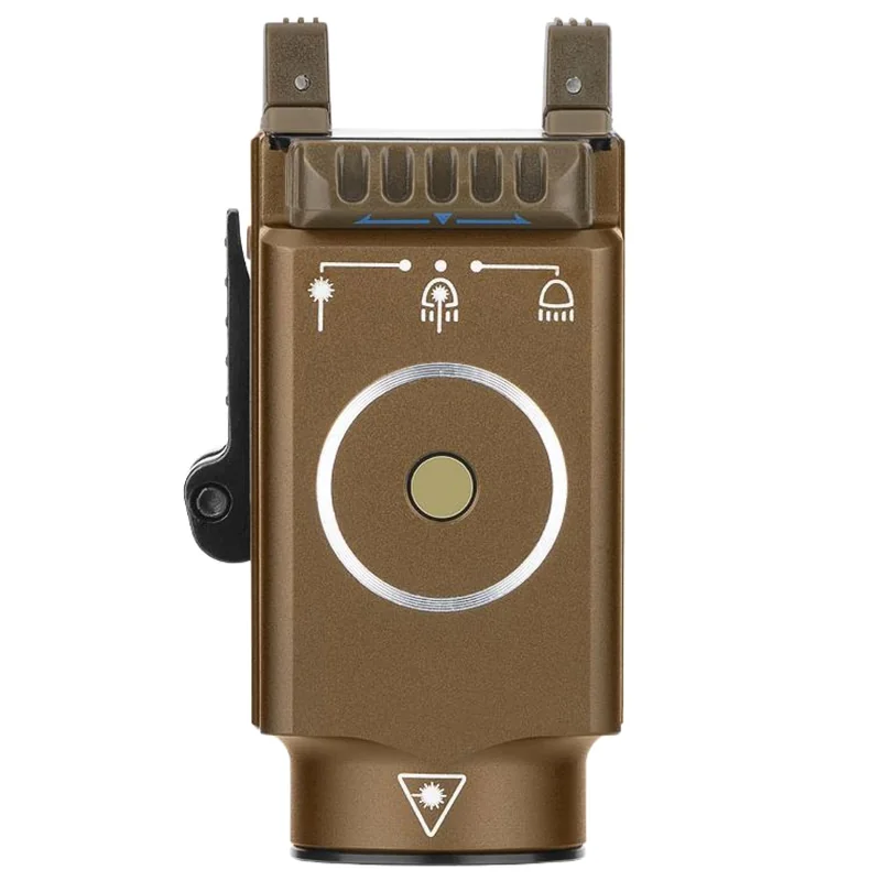 Olight BALDR S Cool White Desert Tan Latarka na broń z celownikiem laserowym - 800 lumenów, niebieski laser