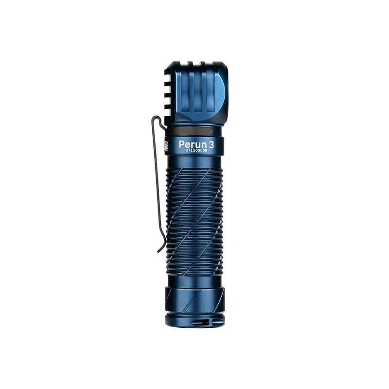 Latarka czołowa i kątowa Olight Perun 3 Midnight Blue z opaską na głowę - 3000 lumenów