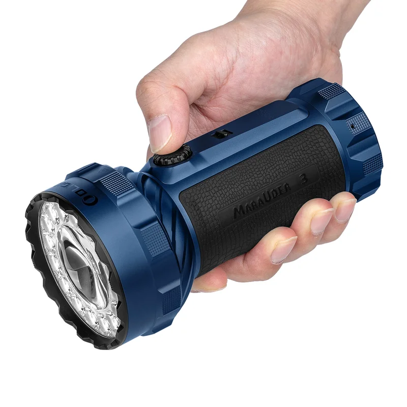 Latarka akumulatorowa Olight Marauder 3 z funkcją powerbanku 25000 lumenów, zasięg 1050 m - Midnight Blue