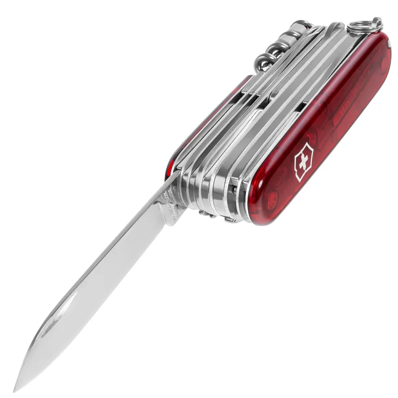 Nóż kieszonkowy Victorinox Swiss Champ – Przezroczysty Czerwony