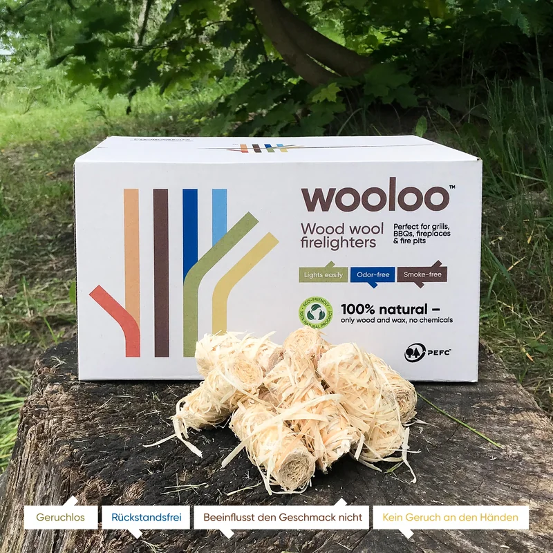 WOOLOO Premium Podpałka z Wełny Drzewnej do Kominka i Grilla, 3 kg
